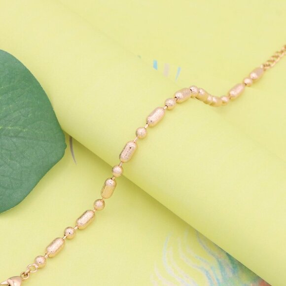 "Rose Gold Textured Bead Bracelet with Adjustable Chain, XPBL1156 - Picture 2 of 12